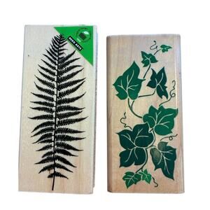 2 Rubber Stamps Ivy Leaves Vines Fern Foliage Shabby Chic Cottage Farmhouse Arts